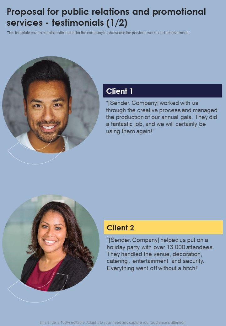 Proposal_For_Public_Relations_And_Promotional_Services_Testimonials_One_Pager_Sample_Example_Document_Slide_1.jpg