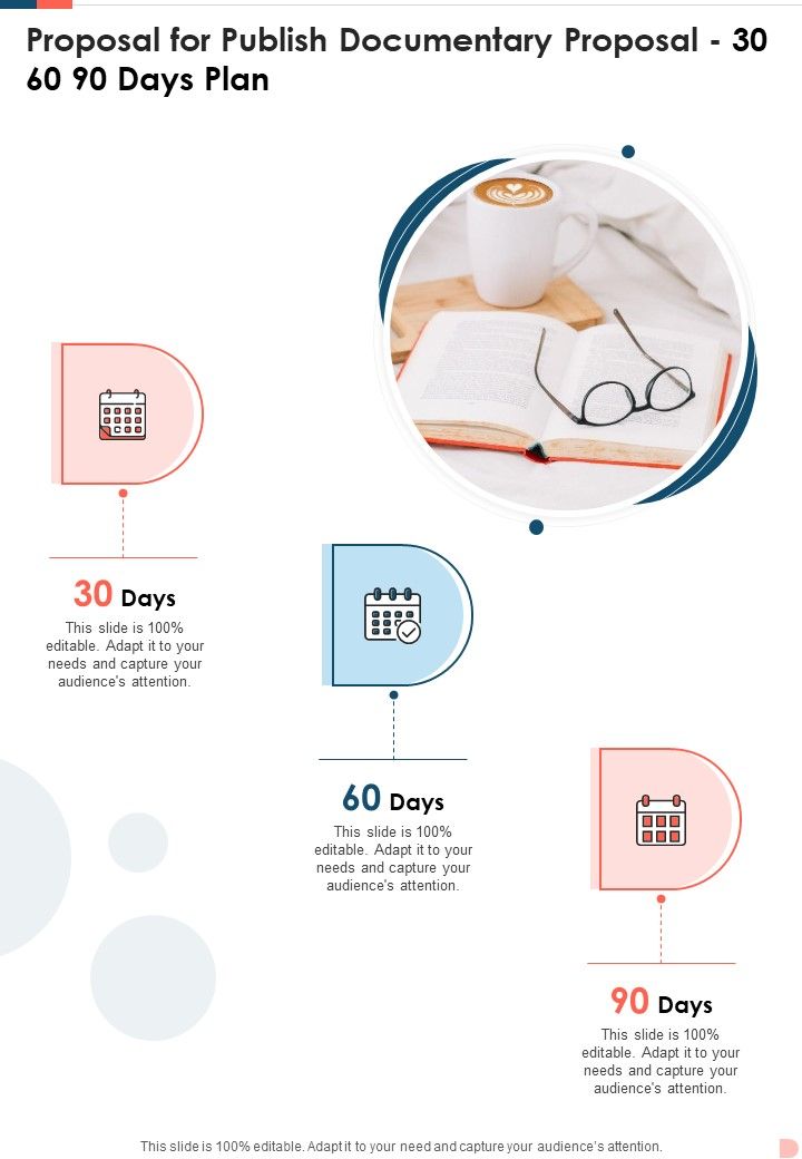 Proposal For Publish Documentary Proposal 30 60 90 Days Plan One Pager Sample Example Document Slide01