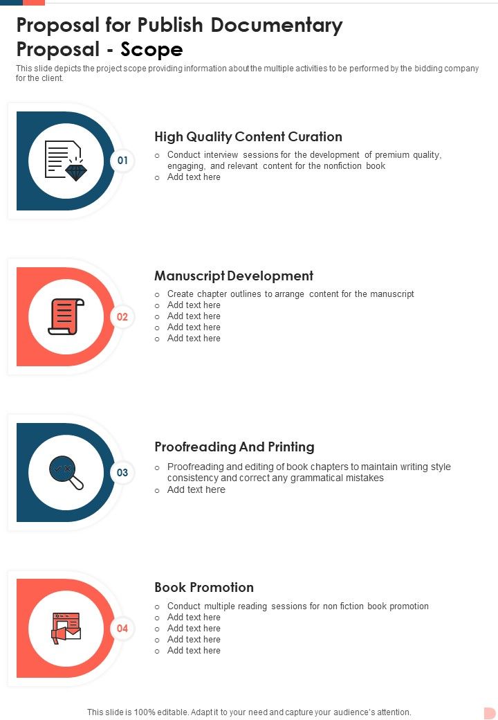 Proposal For Publish Documentary Proposal Scope One Pager Sample Example Document Slide01