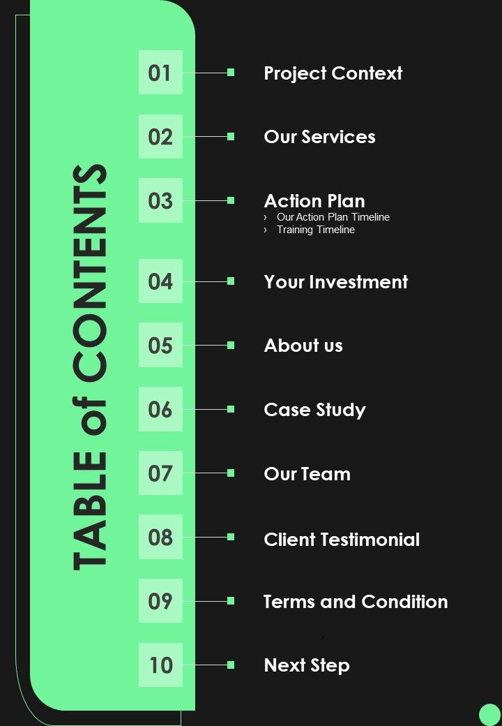 Proposal For Security Guard Services Table Of Contents One Pager Sample Example Document Slide01