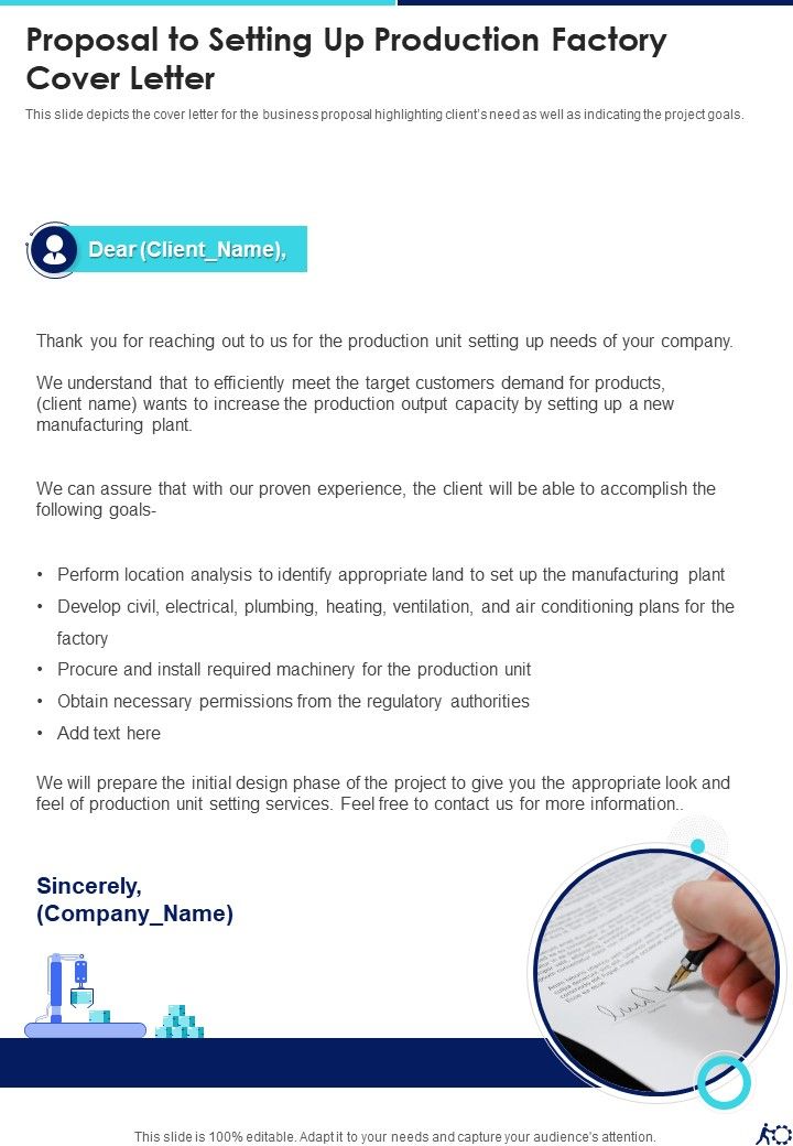 Proposal For Setting Up Production Factory Example Document Report Doc Pdf Ppt