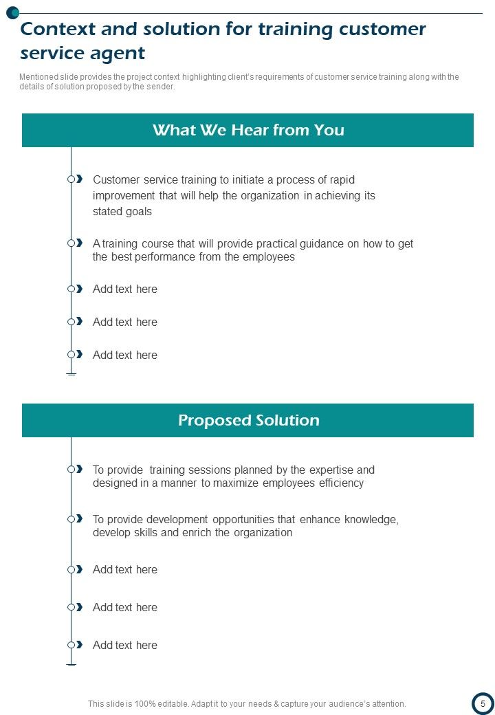 Proposal For Training Customer Service Agent Example Document Report Doc Pdf Ppt