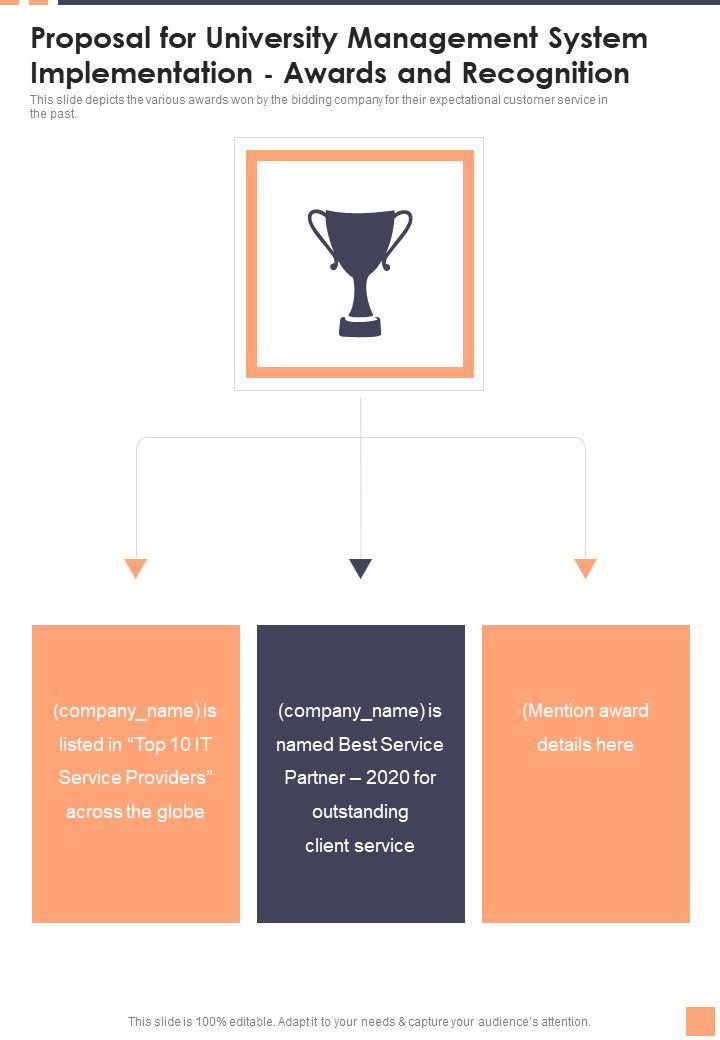 Proposal For University Management System Implementation Awards And Recognition Wd One Pager Sample Example Document Slide01