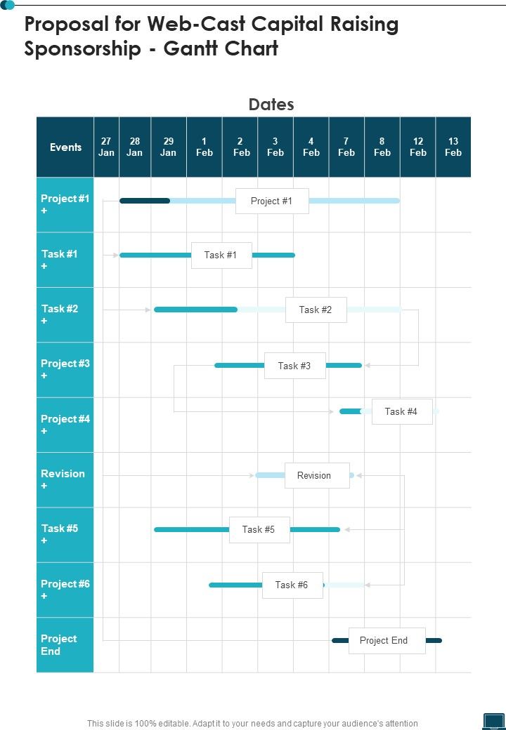 Proposal For Web Cast Capital Raising Sponsorship Gantt Chart One Pager Sample Example Document Slide01