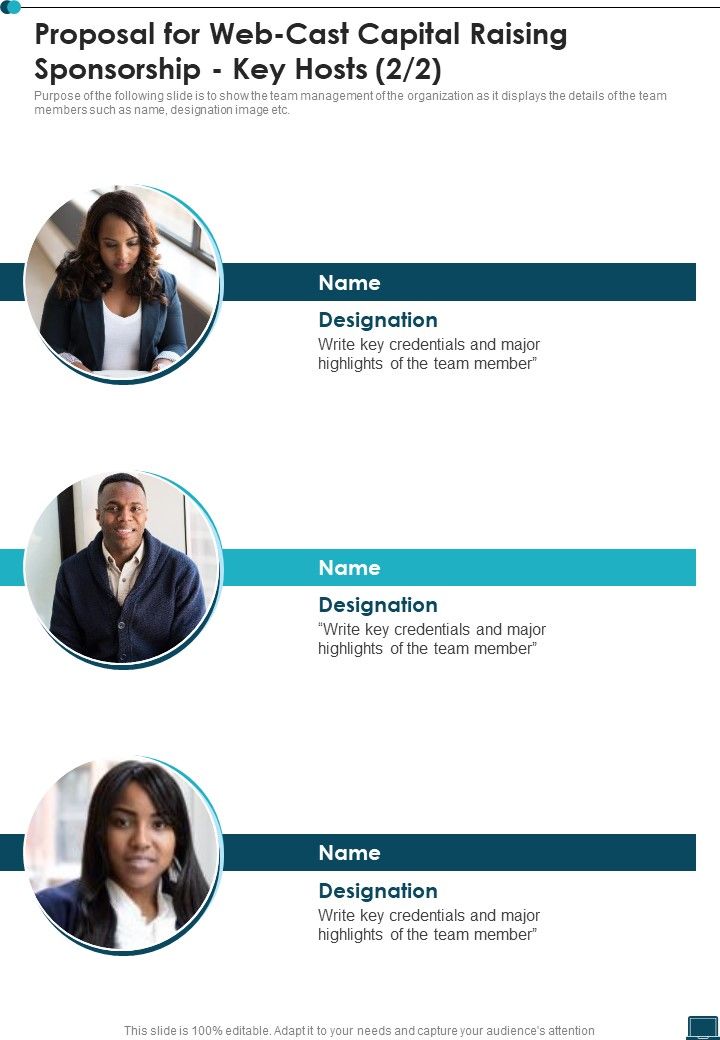 Proposal For Web Cast Capital Raising Sponsorship Key Hosts One Pager Sample Example Document