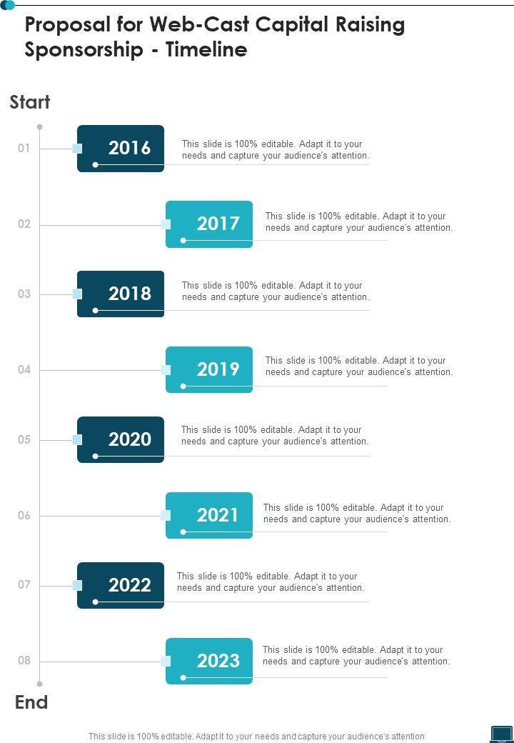 Proposal For Web Cast Capital Raising Sponsorship Timeline One Pager Sample Example Document Slide01
