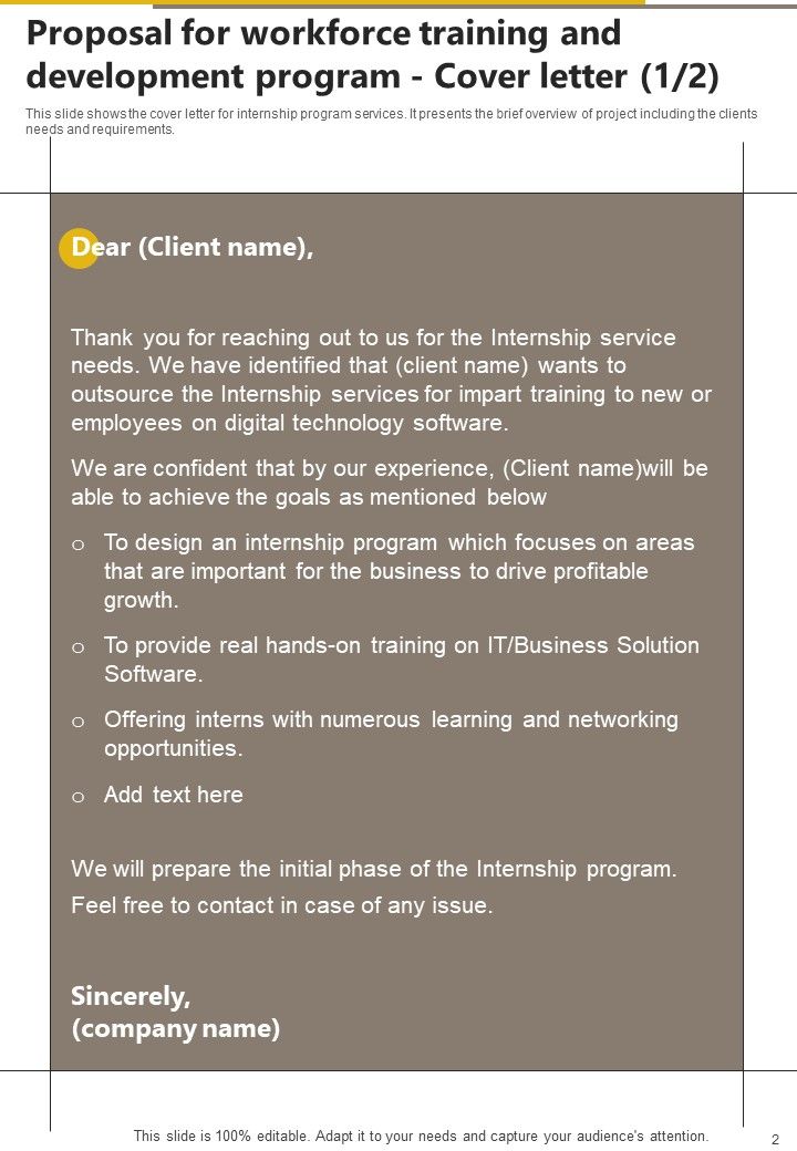 Proposal For Workforce Training And Development Program Example Document Report Doc Pdf Ppt