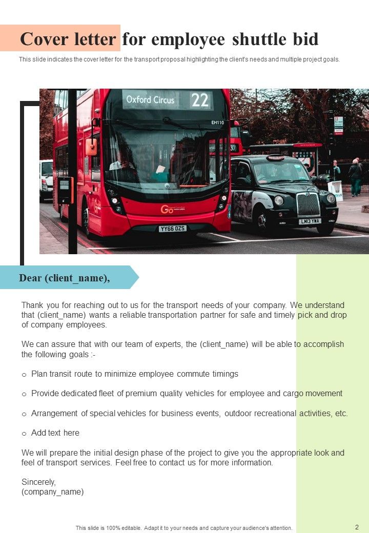 Proposal Shuttle For Employee Shuttle Bid Example Document Report Doc Pdf Ppt