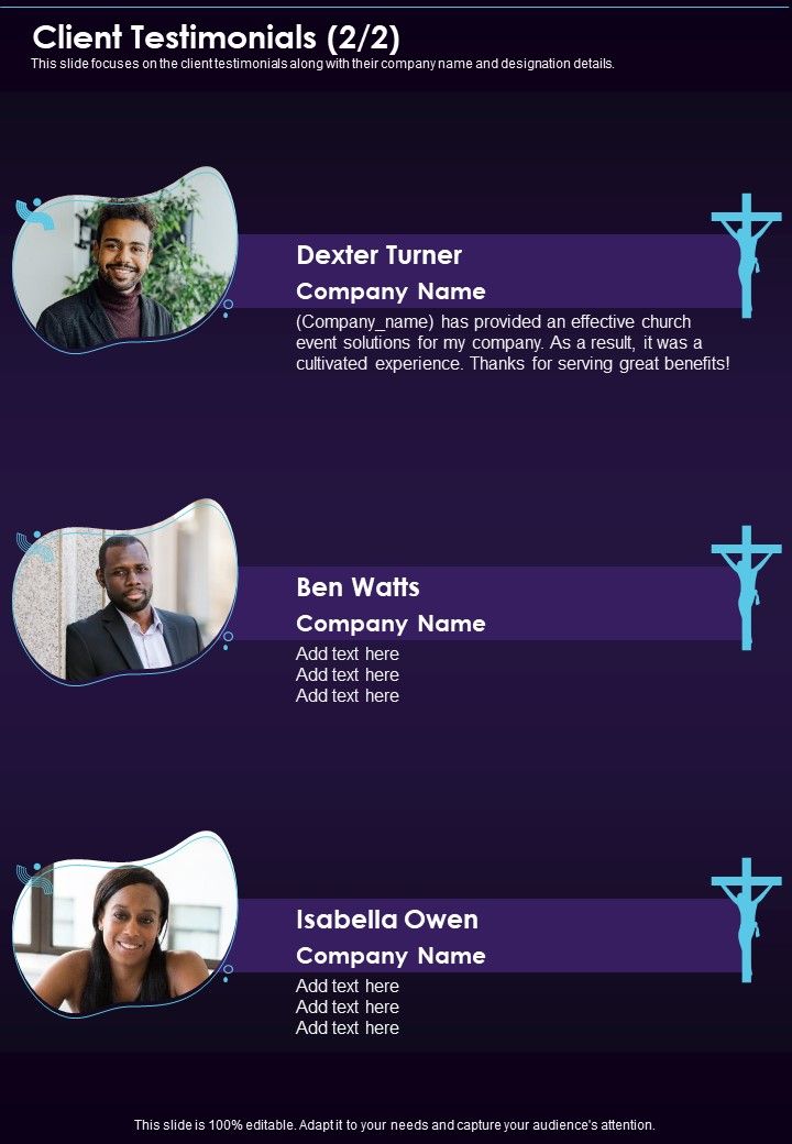 Public Christian Service Proposal Client Testimonials One Pager Sample Example Document