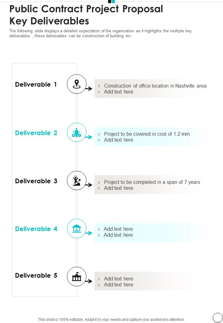 Public Contract Project Proposal Key Deliverables One Pager Sample Example Document Slide01
