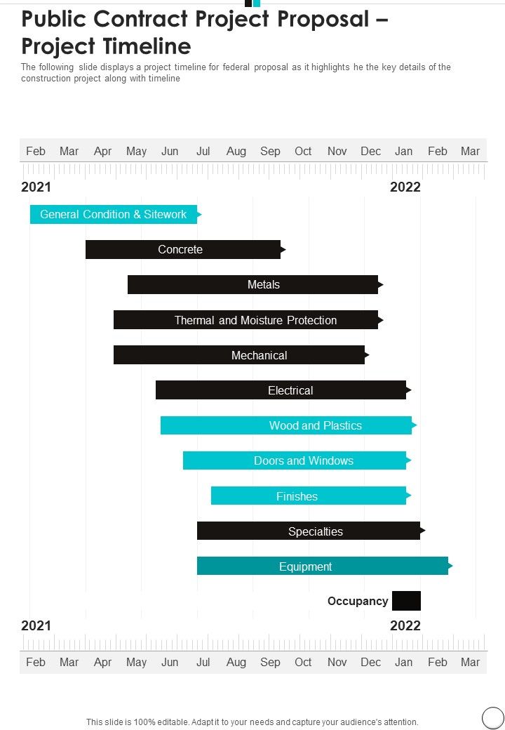 Public Contract Project Proposal Project Timeline One Pager Sample Example Document Slide01