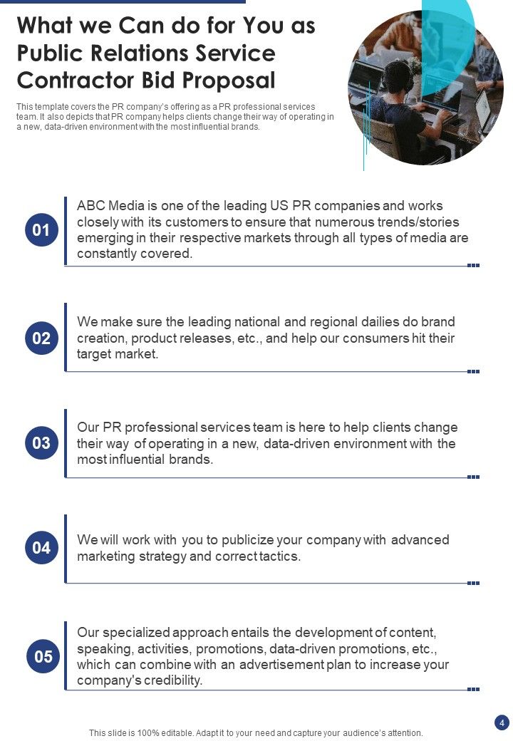 Public Relations Service Contractor Bid Proposal Example Document Report Doc Pdf Ppt