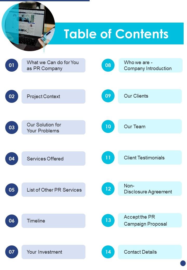 Public_Relations_Service_Contractor_Bid_Proposal_Table_Of_Contents_One_Pager_Sample_Example_Document_Slide_1.jpg