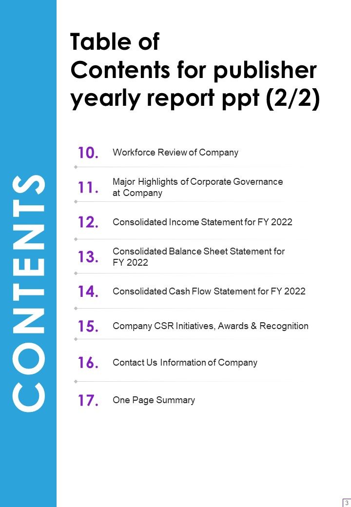 Publisher Yearly Report PPT One Pager Documents