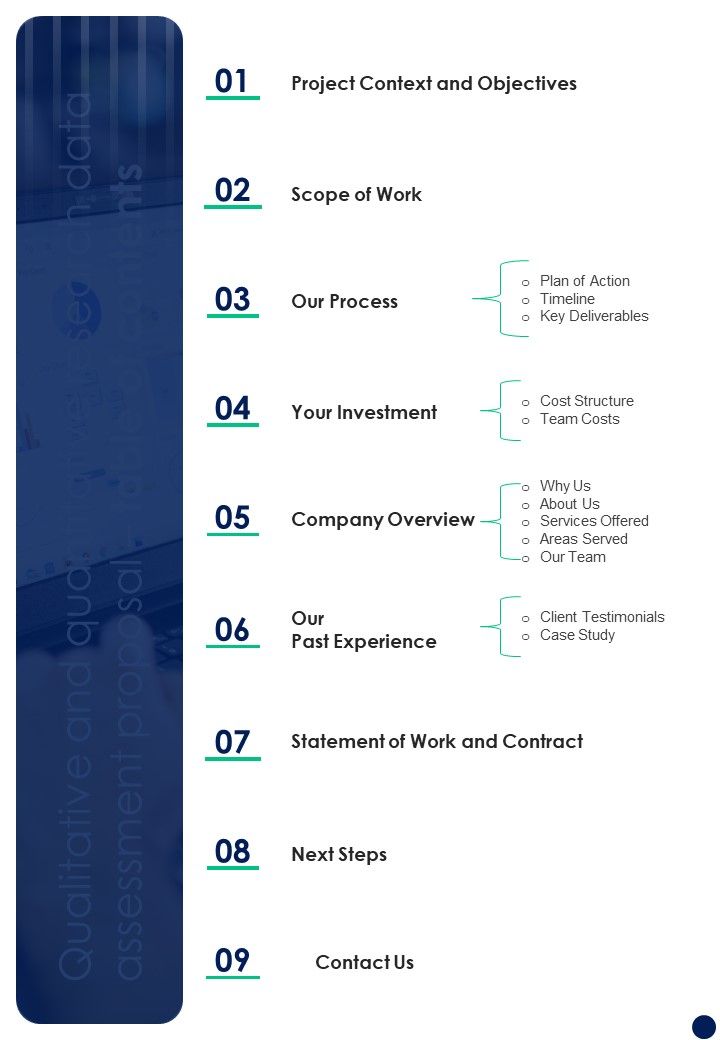 Qualitative_And_Quantitative_Research_Data_Assessment_Proposal_Table_Of_Contents_One_Pager_Sample_Example_Document_Slide_1.jpg