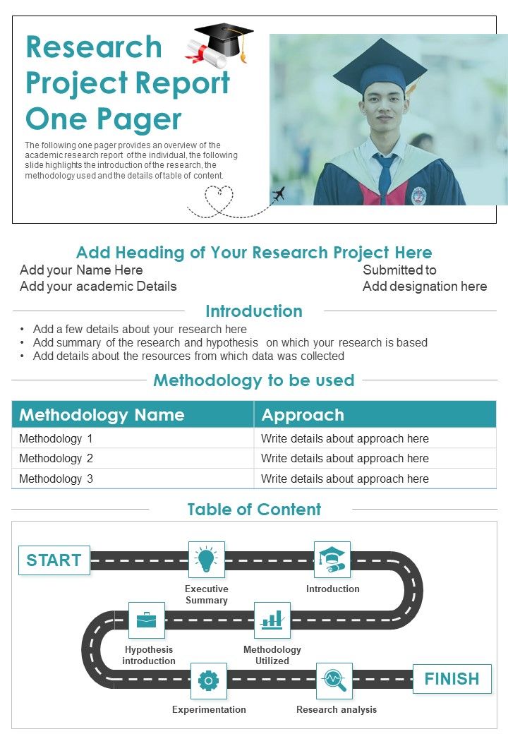 Research Project Report One Pager PDF Document PPT Template Slide01