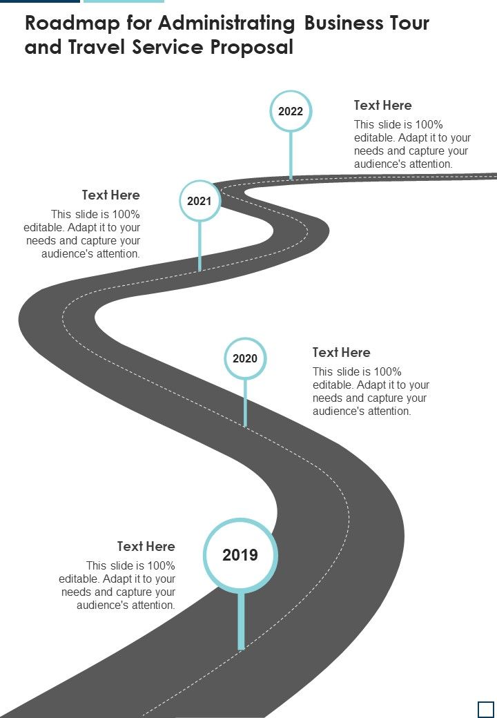 Roadmap For Administrating Business Tour And Travel Service Proposal One Pager Sample Example Document Slide01