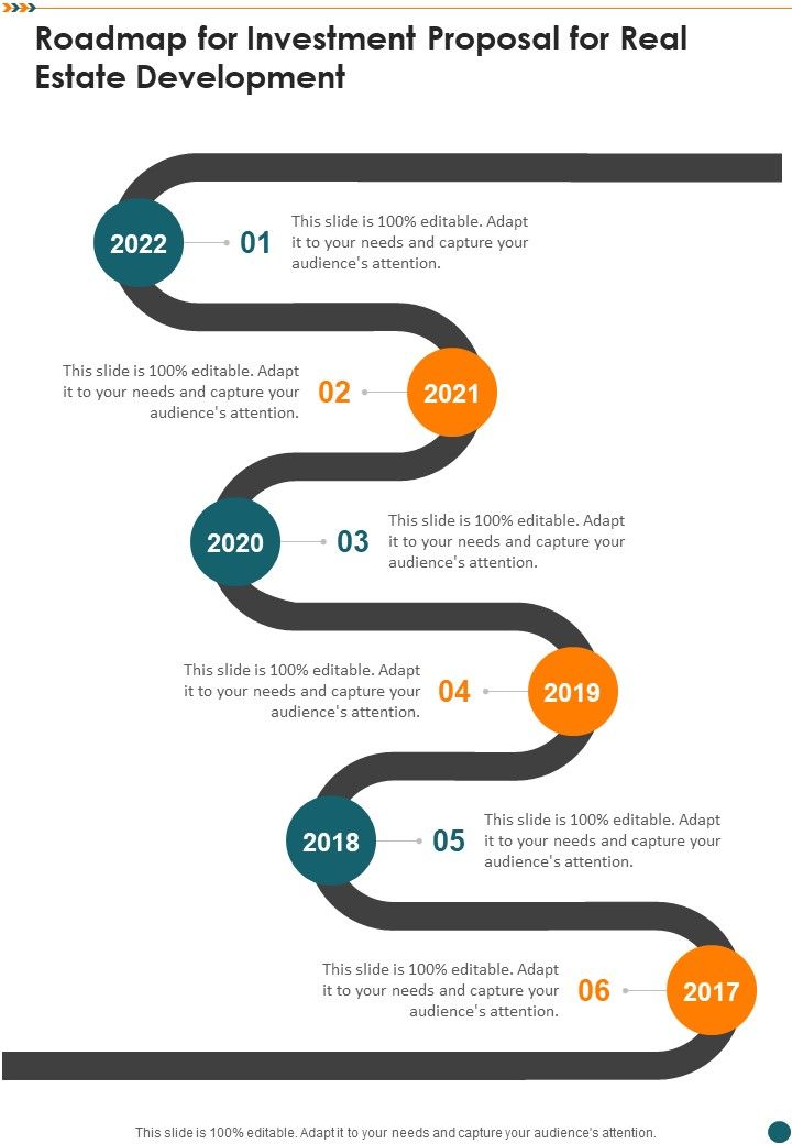 Roadmap For Investment Proposal For Real Estate Development One Pager Sample Example Document Slide01