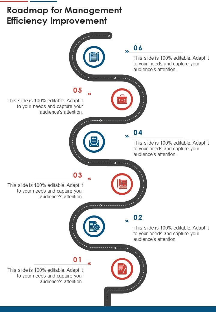 Roadmap For Management Efficiency Improvement One Pager Sample Example Document Slide01
