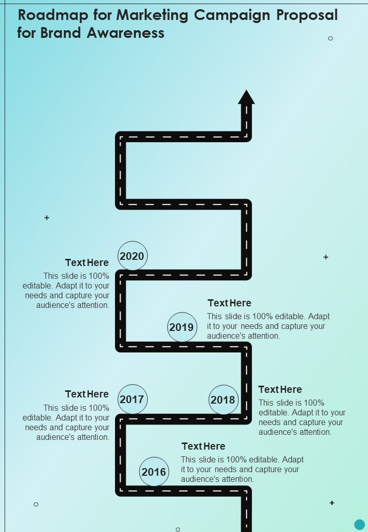 Roadmap For Marketing Campaign Proposal For Brand Awareness One Pager Sample Example Document