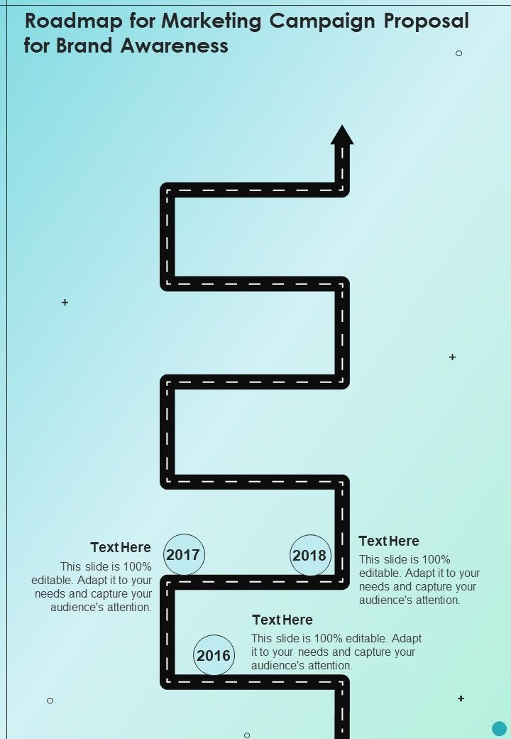 Roadmap For Marketing Campaign Proposal For Brand Awareness One Pager Sample Example Document