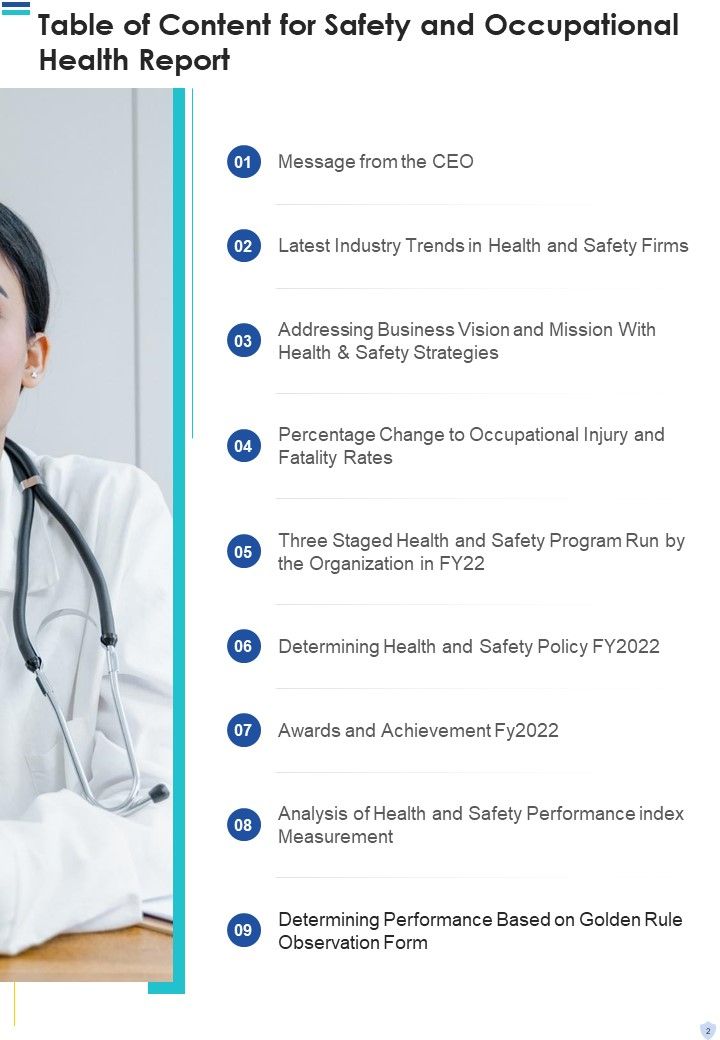 Safety And Occupational Health Report One Pager Documents