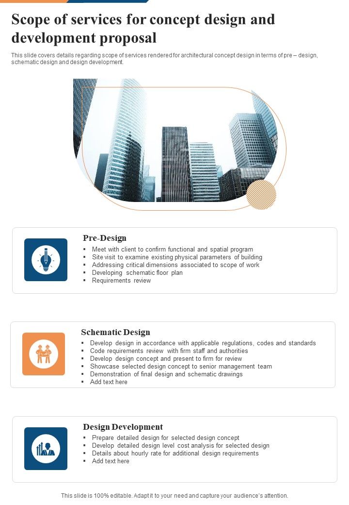 Scope Of Services For Concept Design And Development Proposal One Pager Sample Example Document Slide01