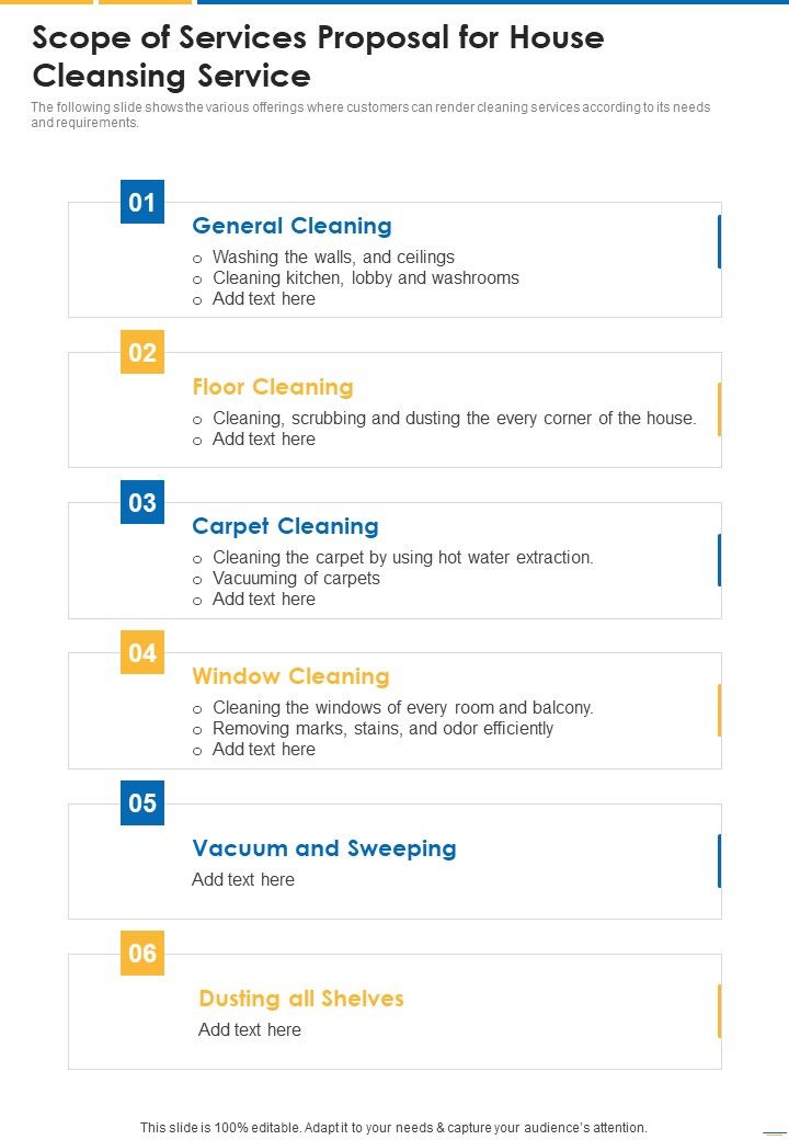 Scope Of Services Proposal For House Cleansing Service One Pager Sample Example Document Slide01