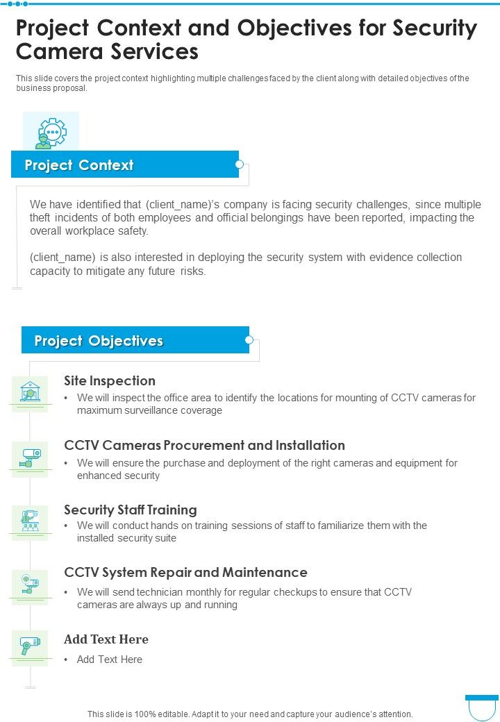 Security Camera Services Proposal Template Example Document Report Doc Pdf Ppt