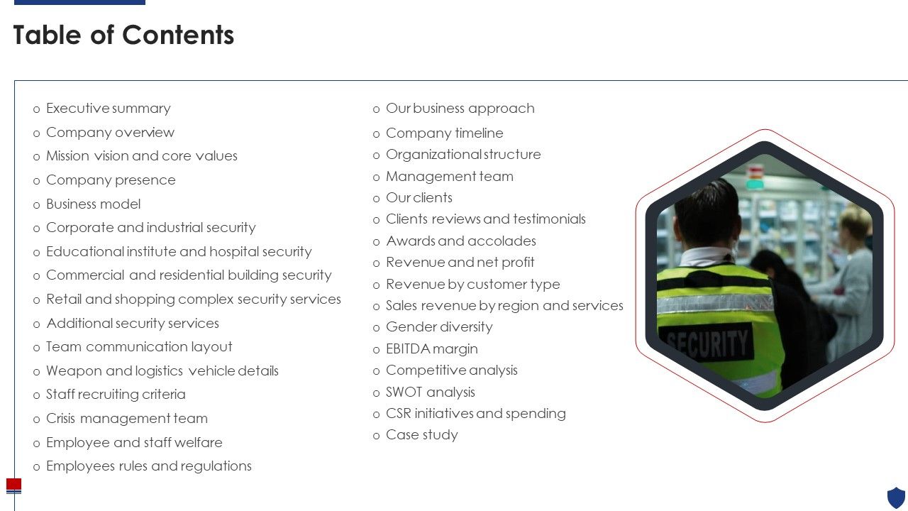 Security_Officer_Service_Company_Profile_Table_Of_Contents_Ppt_PowerPoint_Presentation_Gallery_Influencers_PDF_Slide_1.jpg