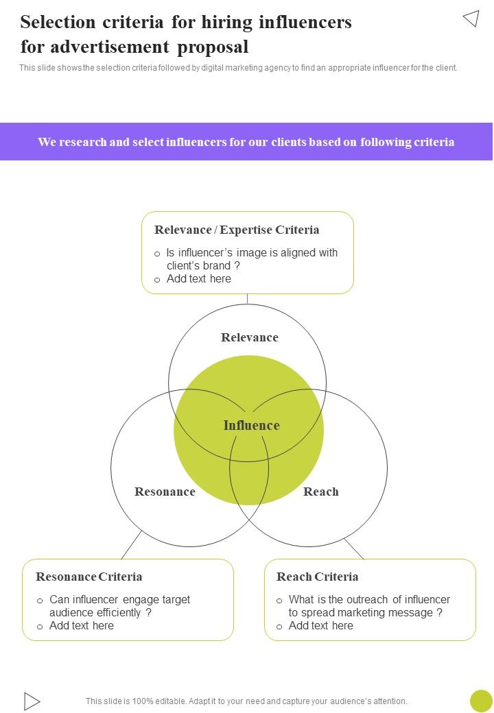 Selection_Criteria_For_Hiring_Influencers_For_Advertisement_Proposal_One_Pager_Sample_Example_Document_Slide_1.jpg
