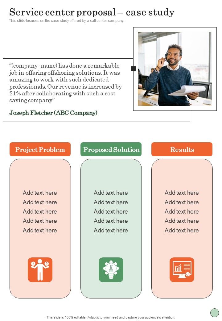 Service Center Proposal Case Study One Pager Sample Example Document Slide01