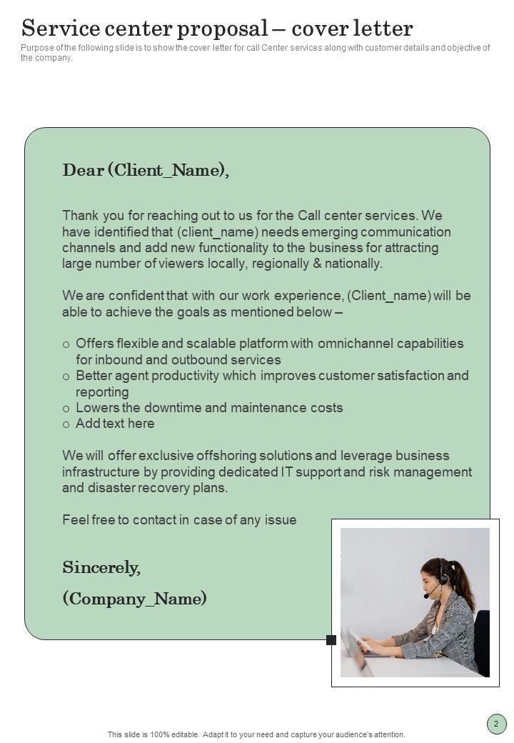 Service Center Proposal Example Document Report Doc Pdf Ppt