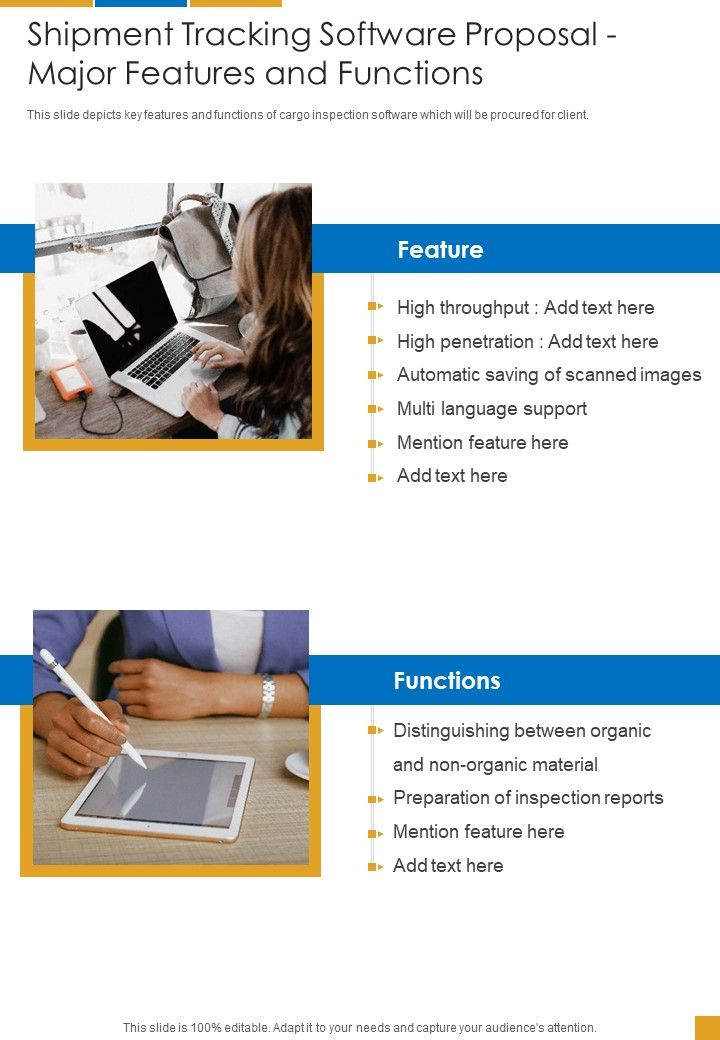 Shipment Tracking Software Proposal Major Features And Functions One Pager Sample Example Document Slide01