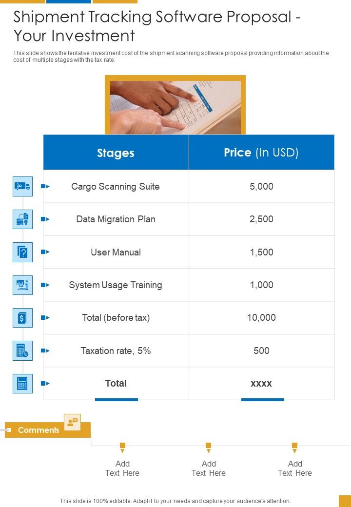 Shipment Tracking Software Proposal Your Investment One Pager Sample Example Document Slide01