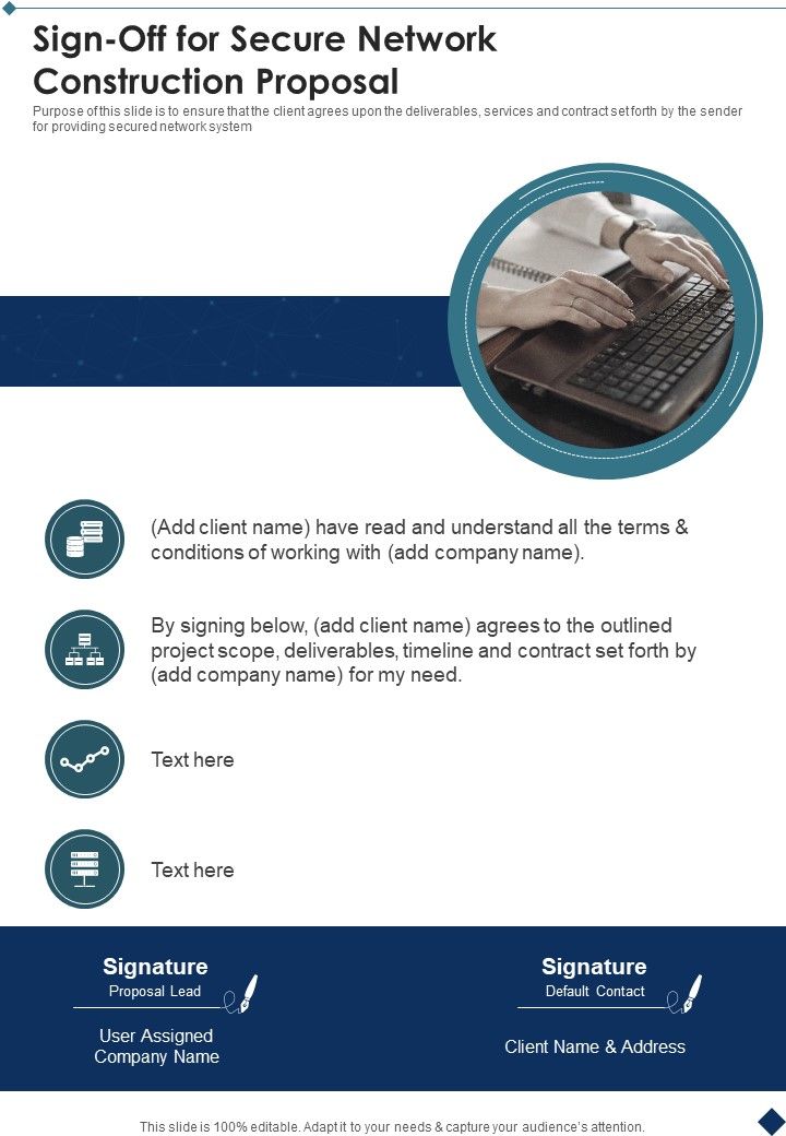 Sign Off For Secure Network Construction Proposal One Pager Sample Example Document Slide01