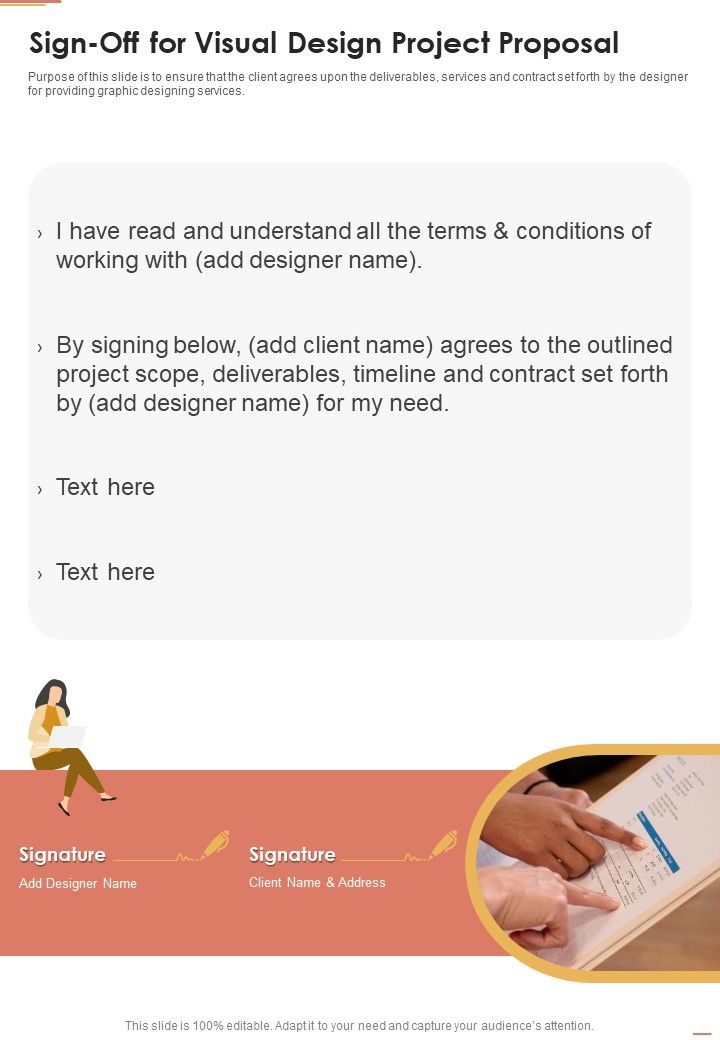 Sign Off For Visual Design Project Proposal One Pager Sample Example Document Slide01