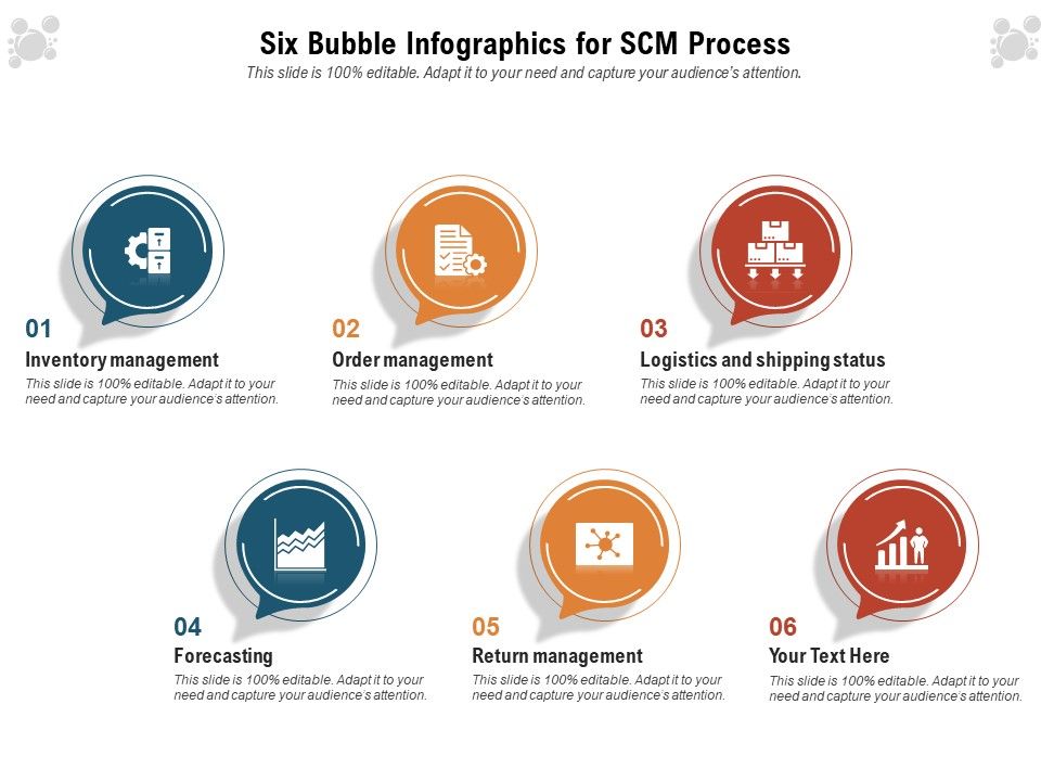 Six_Bubble_Infographics_For_Scm_Process_Ppt_Model_Graphics_Example_PDF_Slide_1.jpg