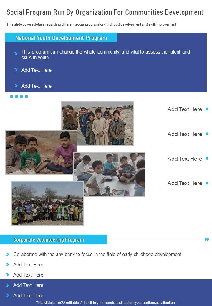 Social Program Run By Organization For Communities Development One Pager Documents Slide01