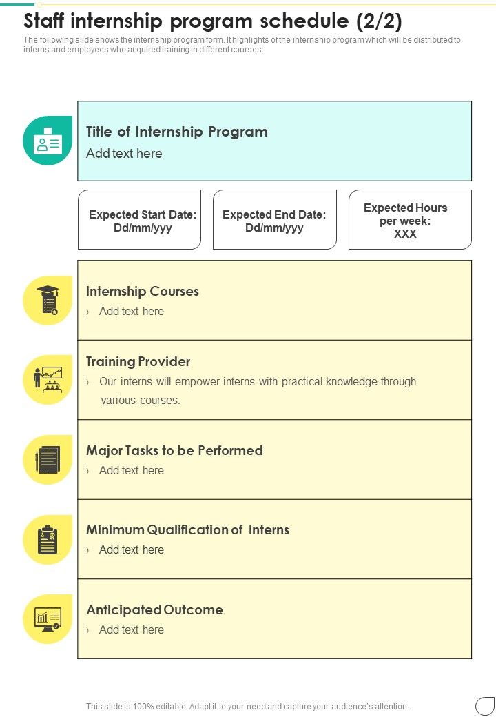 Staff Internship Program Schedule One Pager Sample Example Document