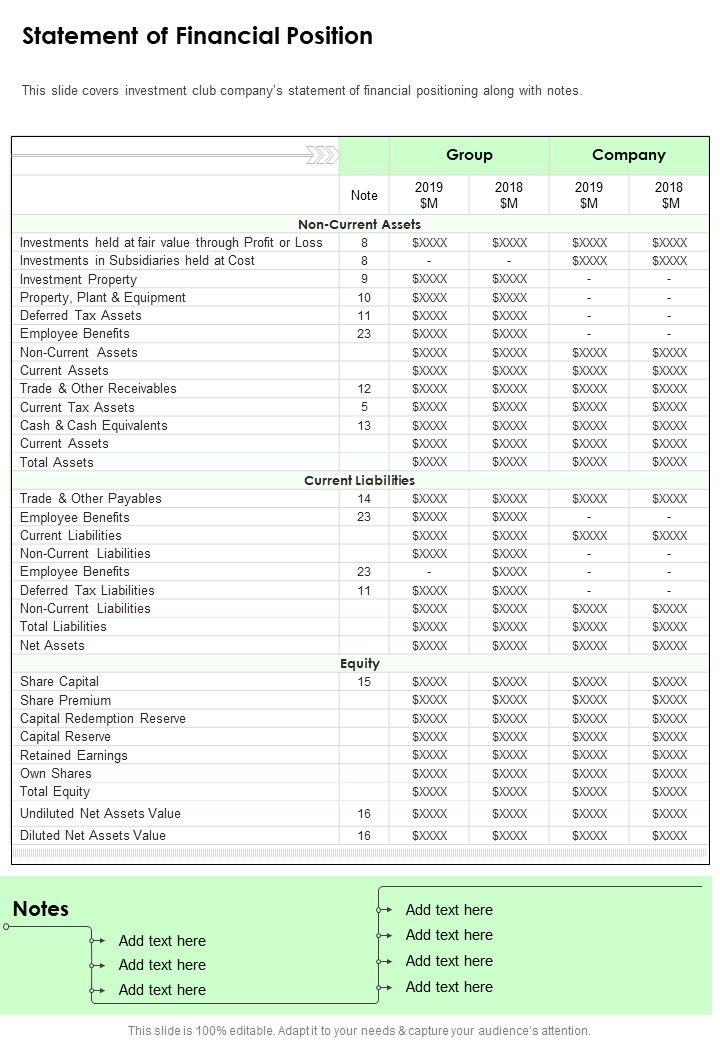 Statement Of Financial Position Template 7 One Pager Documents Slide01