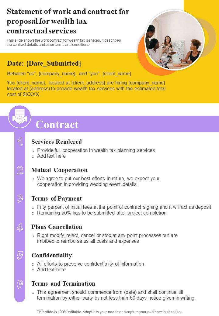 Statement_Of_Work_And_Contract_For_Proposal_For_Wealth_Tax_Contractual_Services_One_Pager_Sample_Example_Document_Slide_1.jpg