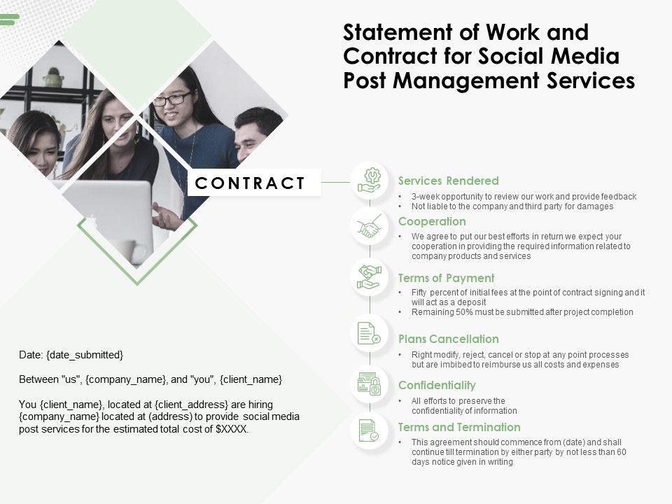 Statement_Of_Work_And_Contract_For_Social_Media_Post_Management_Services_Ppt_PowerPoint_Presentation_Summary_Show_PDF_Slide_1.jpg