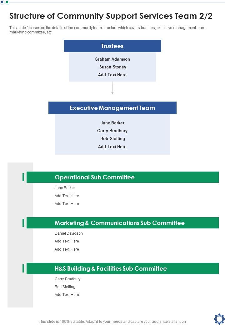 Structure Of Community Support Services Team One Pager Sample Example Document