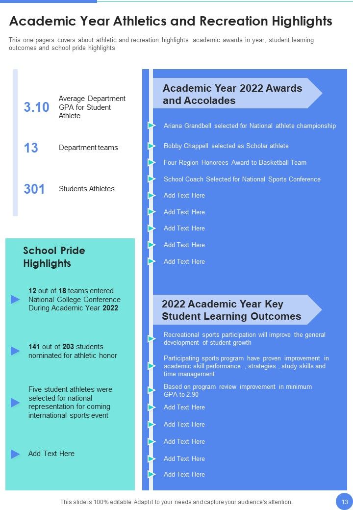 Student Events Yearly Report Template One Pager Documents