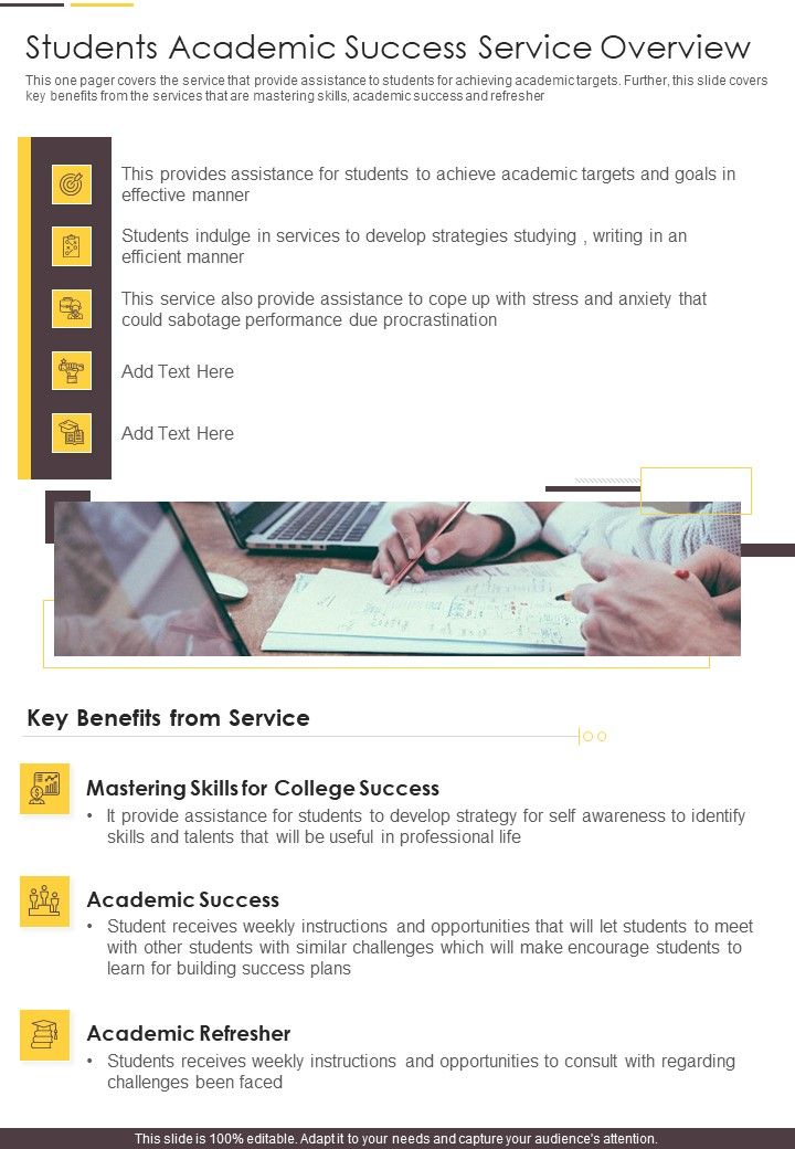 Students Academic Success Service Overview One Pager Documents Slide01