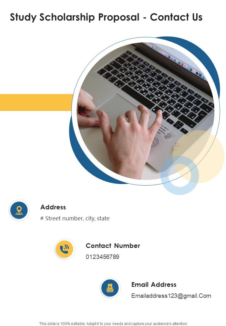 Study Scholarship Proposal Contact Us One Pager Sample Example Document Slide01