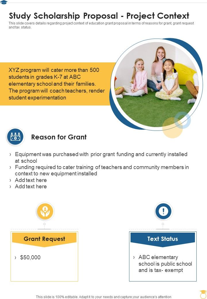 Study Scholarship Proposal Project Context One Pager Sample Example Document Slide01