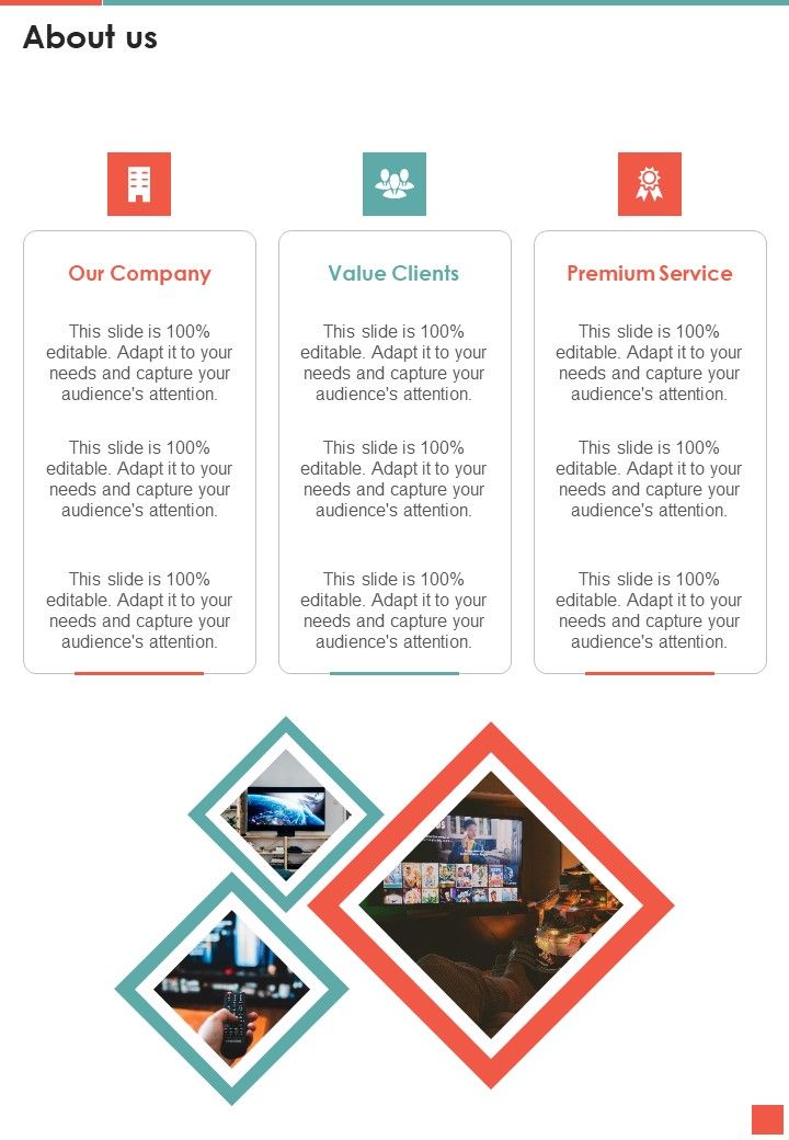TV Promotion Proposal About Us One Pager Sample Example Document Slide01