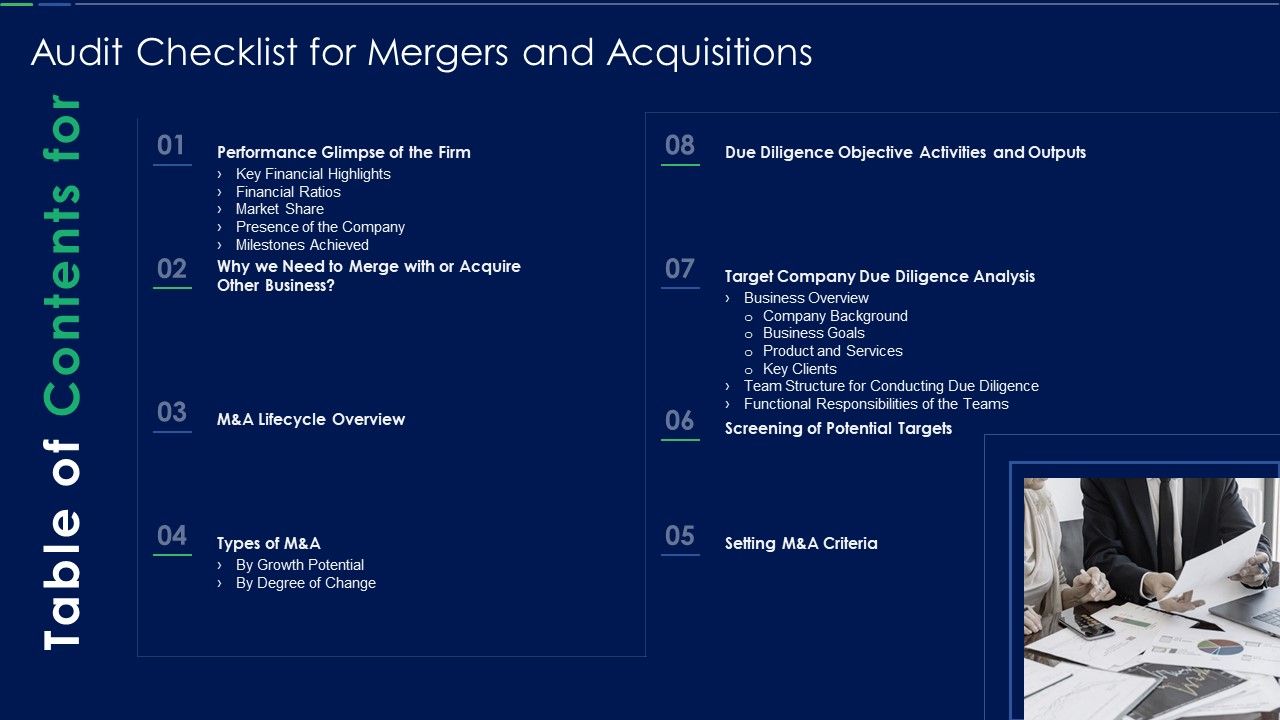 Table_Of_Contents_Audit_Checklist_For_Mergers_And_Acquisitions_Information_PDF_Slide_1.jpg